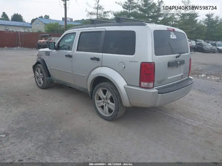 2011 Dodge Nitro Heat VIN: 1D4PU4GK1BW598734 Lot: 42498891
