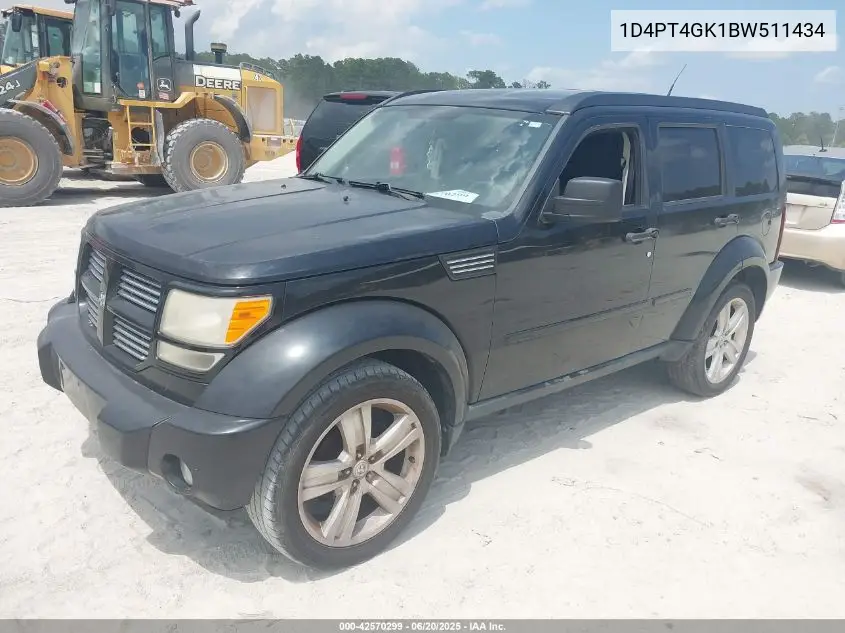 2011 Dodge Nitro Heat VIN: 1D4PT4GK1BW511434 Lot: 42570299