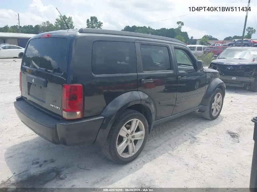 2011 Dodge Nitro Heat VIN: 1D4PT4GK1BW511434 Lot: 42570299