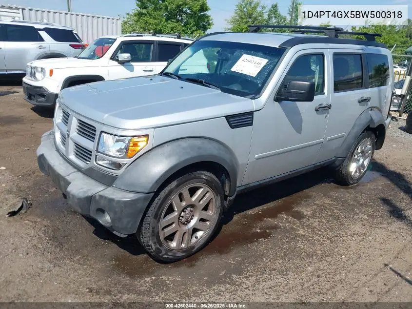 2011 Dodge Nitro Heat VIN: 1D4PT4GX5BW500318 Lot: 42602440