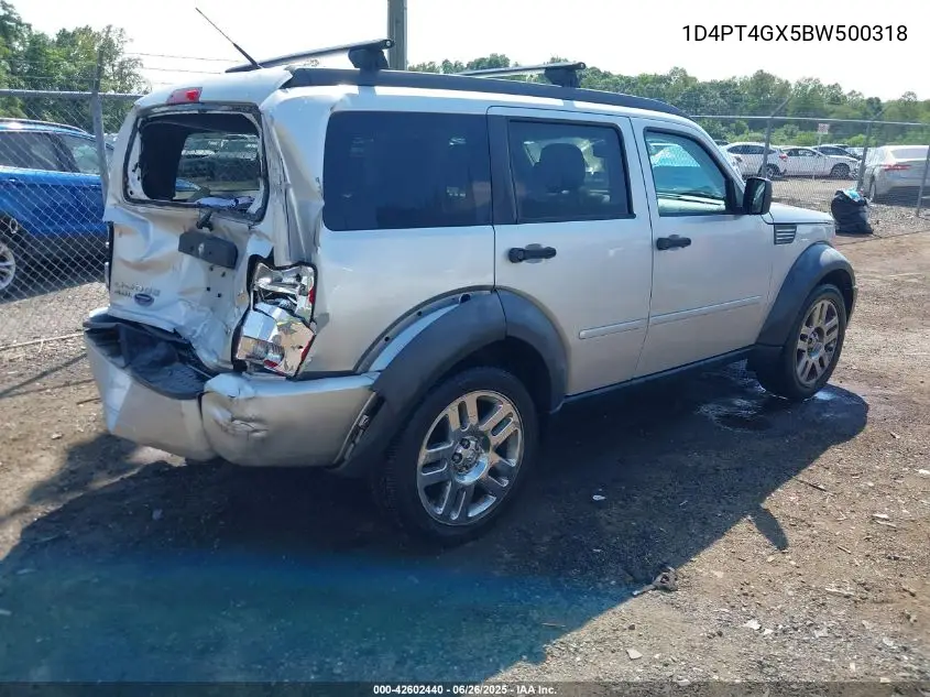 2011 Dodge Nitro Heat VIN: 1D4PT4GX5BW500318 Lot: 42602440