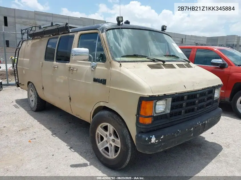 1989 Dodge Ram Van B250 VIN: 2B7HB21Z1KK345884 Lot: 42555792