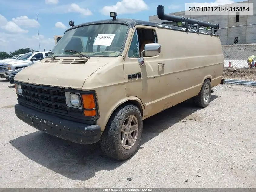1989 Dodge Ram Van B250 VIN: 2B7HB21Z1KK345884 Lot: 42555792