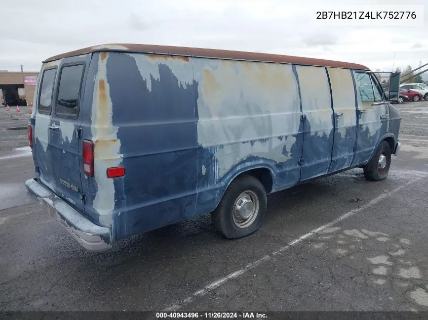 1990 Dodge Ram Van B250 VIN: 2B7HB21Z4LK752776 Lot: 40943496