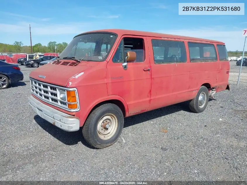 1993 Dodge Ram Van B350 VIN: 2B7KB31Z2PK531680 Lot: 42090478