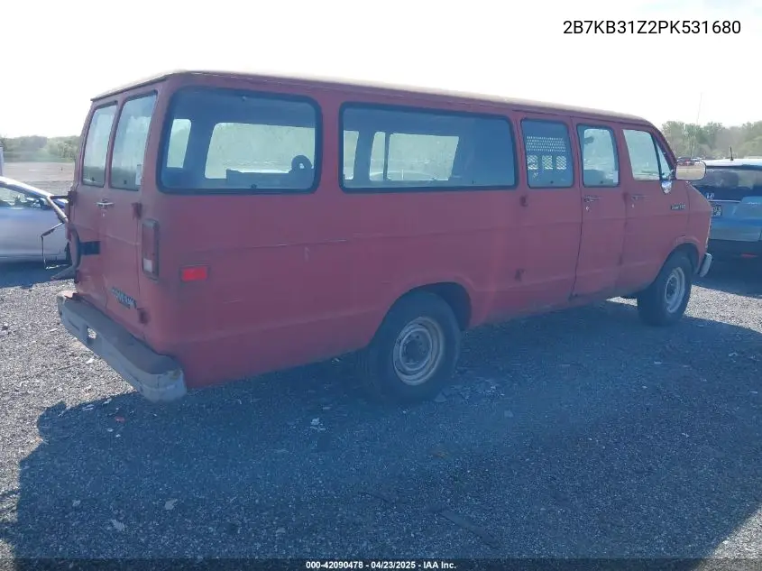 1993 Dodge Ram Van B350 VIN: 2B7KB31Z2PK531680 Lot: 42090478