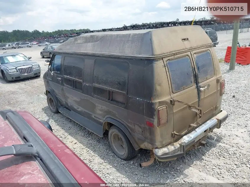 1993 Dodge Ram Van B250 VIN: 2B6HB21Y0PK510715 Lot: 42311563