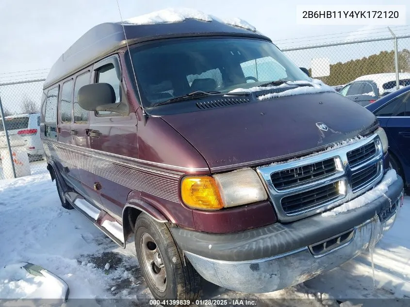 2000 Dodge Ram Van 1500 Conversion VIN: 2B6HB11Y4YK172120 Lot: 41399839