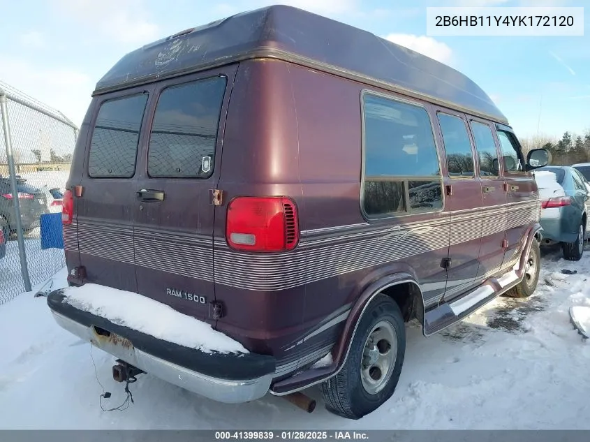 2000 Dodge Ram Van 1500 Conversion VIN: 2B6HB11Y4YK172120 Lot: 41399839