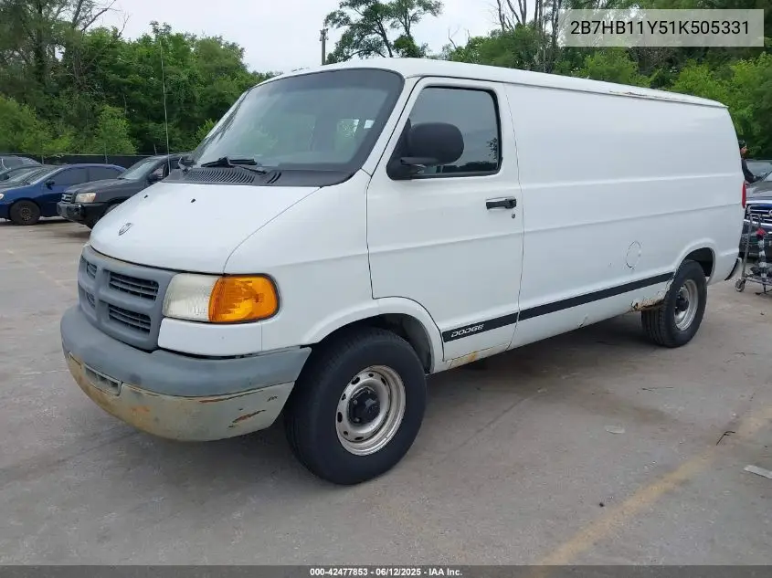 2001 Dodge Ram Van 1500 Conversion VIN: 2B7HB11Y51K505331 Lot: 42477853