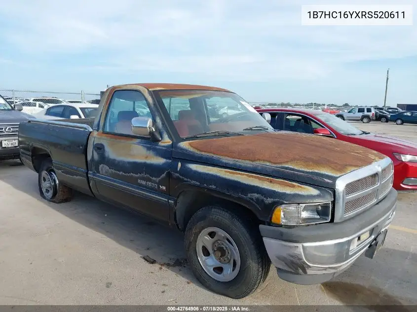 1994 Dodge Ram 1500 VIN: 1B7HC16YXRS520611 Lot: 42764906