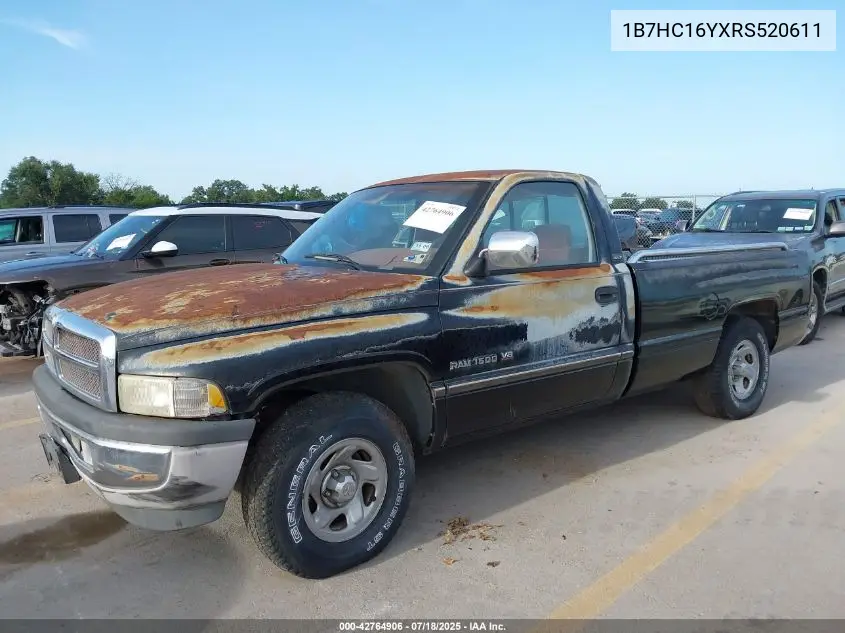 1994 Dodge Ram 1500 VIN: 1B7HC16YXRS520611 Lot: 42764906