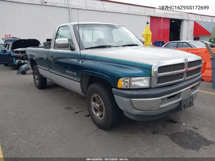 1995 Dodge Ram 1500 VIN: 1B7HC16Z9SS172699 Lot: 42255302
