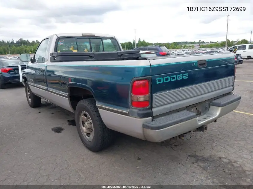 1995 Dodge Ram 1500 VIN: 1B7HC16Z9SS172699 Lot: 42255302