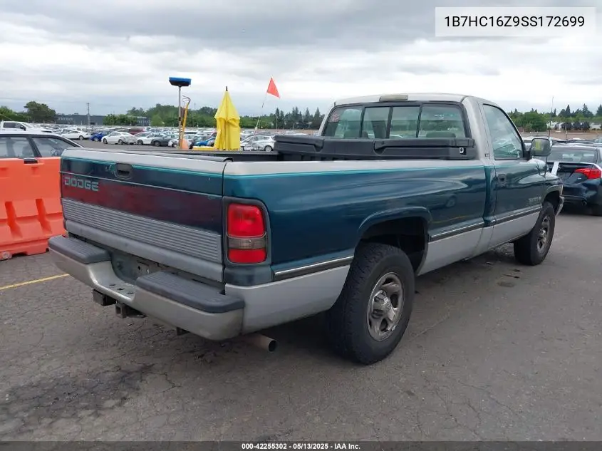 1995 Dodge Ram 1500 VIN: 1B7HC16Z9SS172699 Lot: 42255302