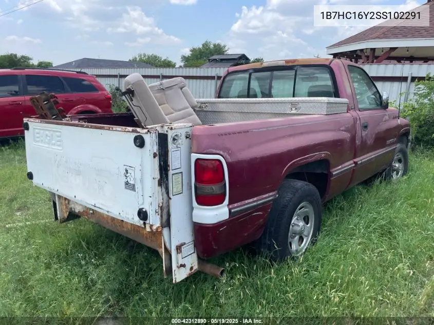 1995 Dodge Ram 1500 VIN: 1B7HC16Y2SS102291 Lot: 42312890