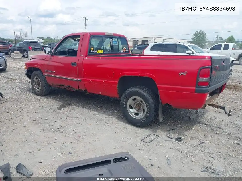 1995 Dodge Ram 1500 VIN: 1B7HC16Y4SS334598 Lot: 42754138