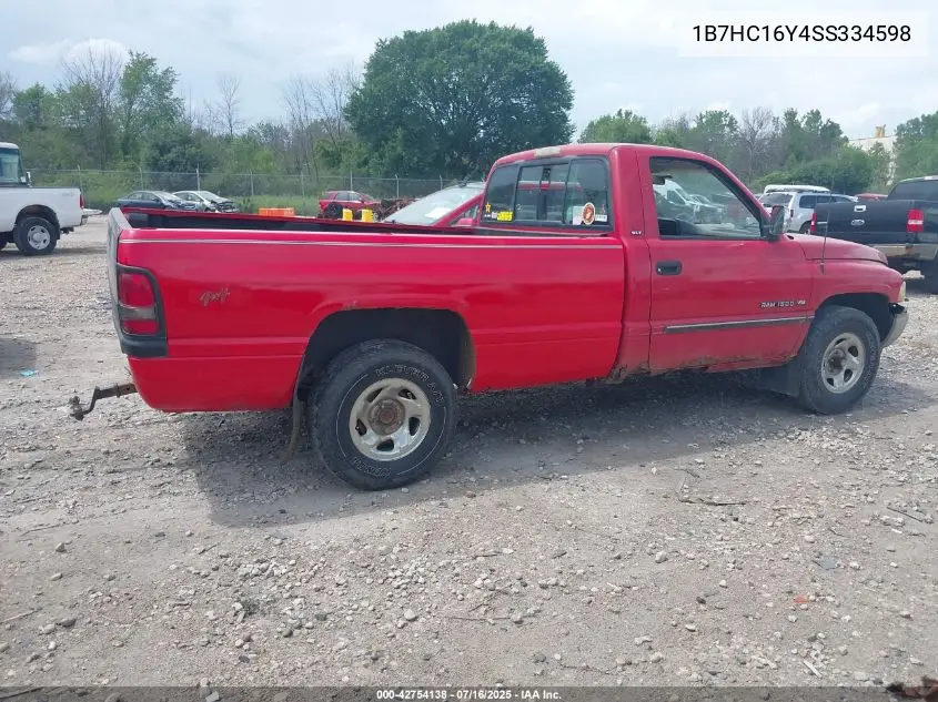 1995 Dodge Ram 1500 VIN: 1B7HC16Y4SS334598 Lot: 42754138