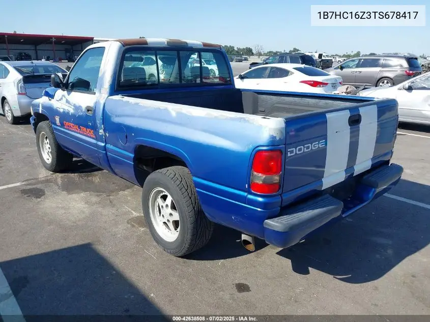 1996 Dodge Ram 1500 VIN: 1B7HC16Z3TS678417 Lot: 42638508