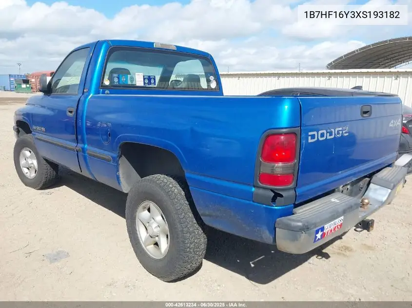 1999 Dodge Ram 1500 VIN: 1B7HF16Y3XS193182 Lot: 42613234