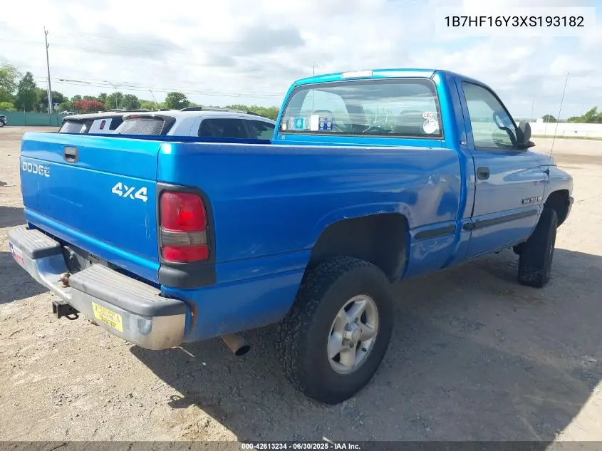 1999 Dodge Ram 1500 VIN: 1B7HF16Y3XS193182 Lot: 42613234