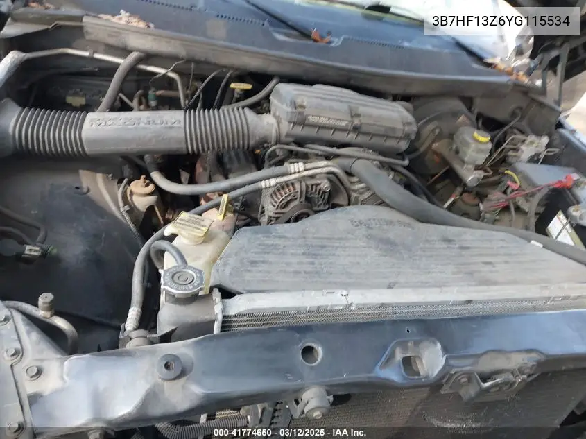 2000 Dodge Ram 1500 VIN: 3B7HF13Z6YG115534 Lot: 41774650