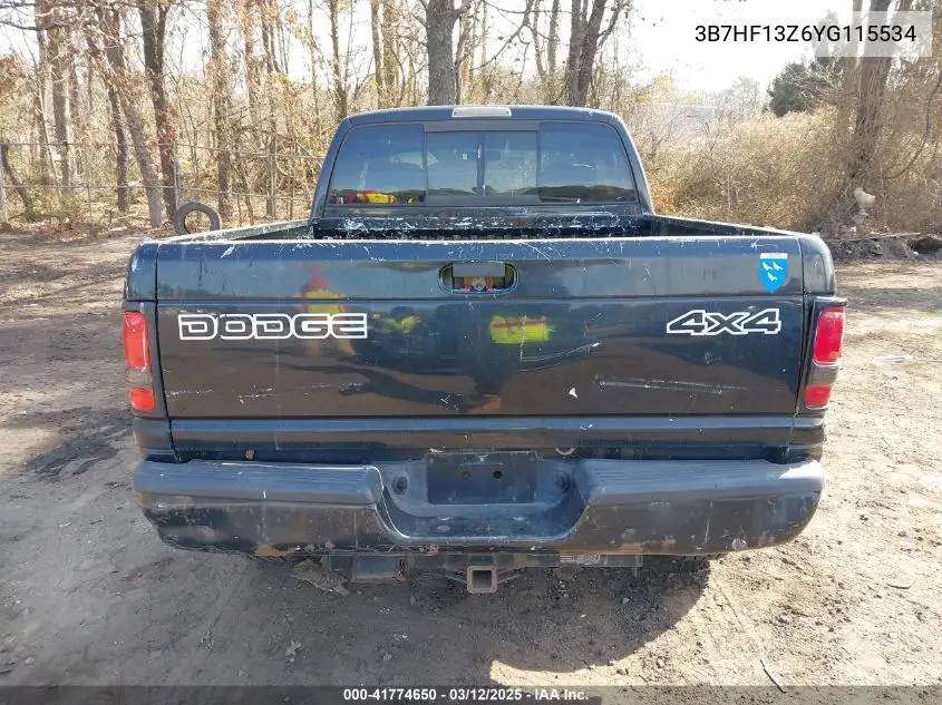 2000 Dodge Ram 1500 VIN: 3B7HF13Z6YG115534 Lot: 41774650