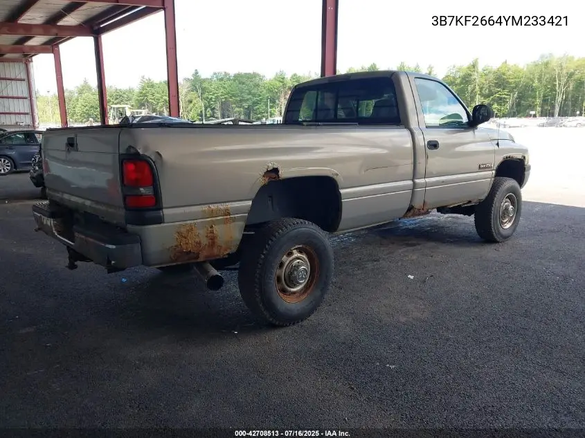 2000 Dodge Ram 2500 St VIN: 3B7KF2664YM233421 Lot: 42708513