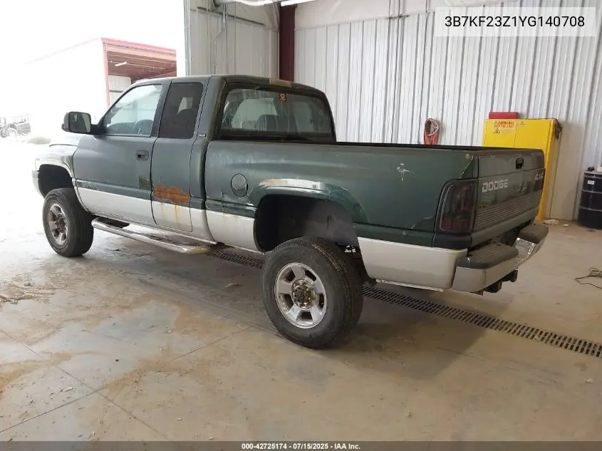 2000 Dodge Ram 2500 St VIN: 3B7KF23Z1YG140708 Lot: 42725174