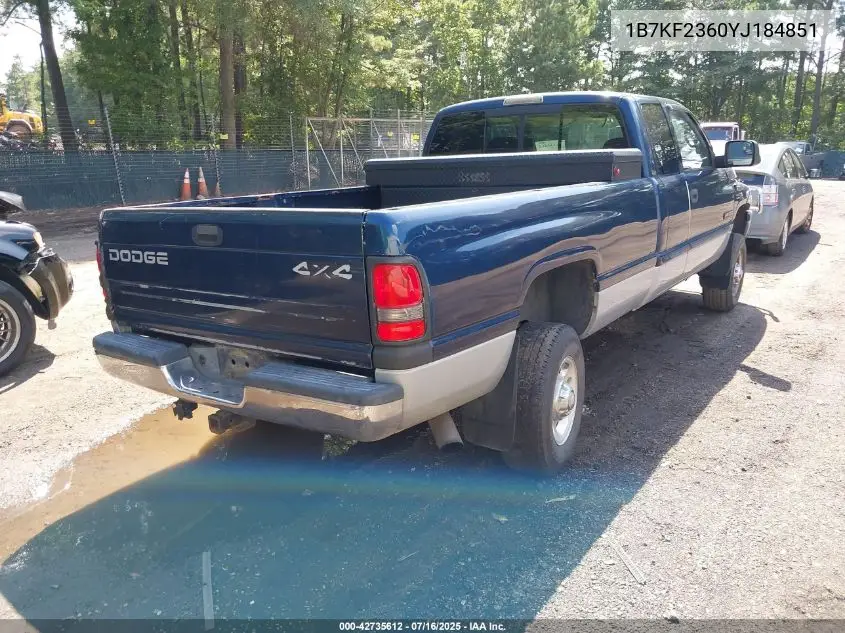 2000 Dodge Ram 2500 St VIN: 1B7KF2360YJ184851 Lot: 42735612