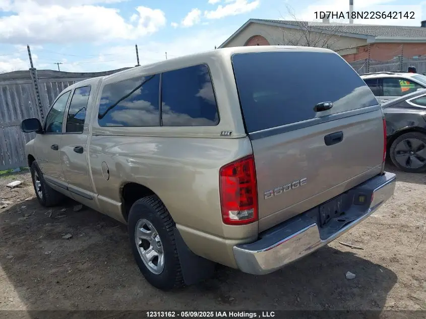 2002 Dodge Ram 1500 VIN: 1D7HA18N22S642142 Lot: 12313162