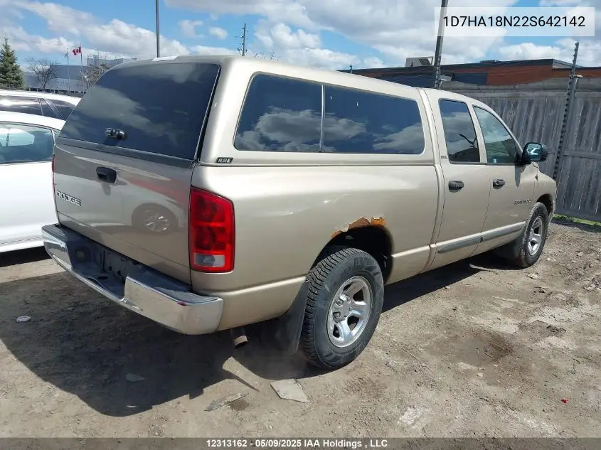2002 Dodge Ram 1500 VIN: 1D7HA18N22S642142 Lot: 12313162