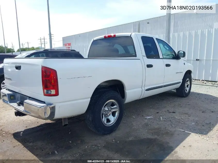 2002 Dodge Ram 1500 St VIN: 3D7HA18N02G193566 Lot: 42254123