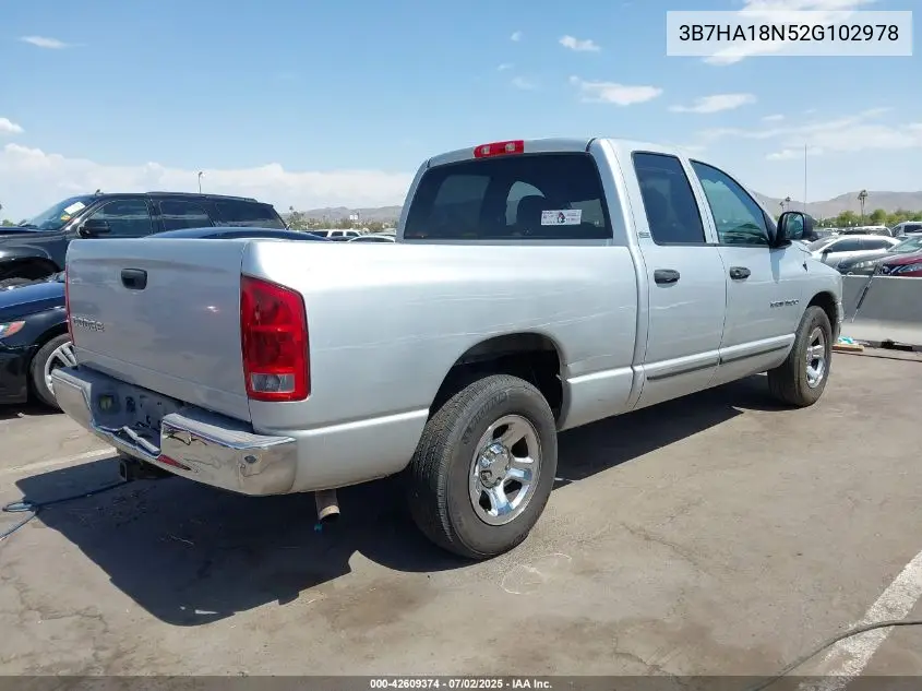 2002 Dodge Ram 1500 St VIN: 3B7HA18N52G102978 Lot: 42609374