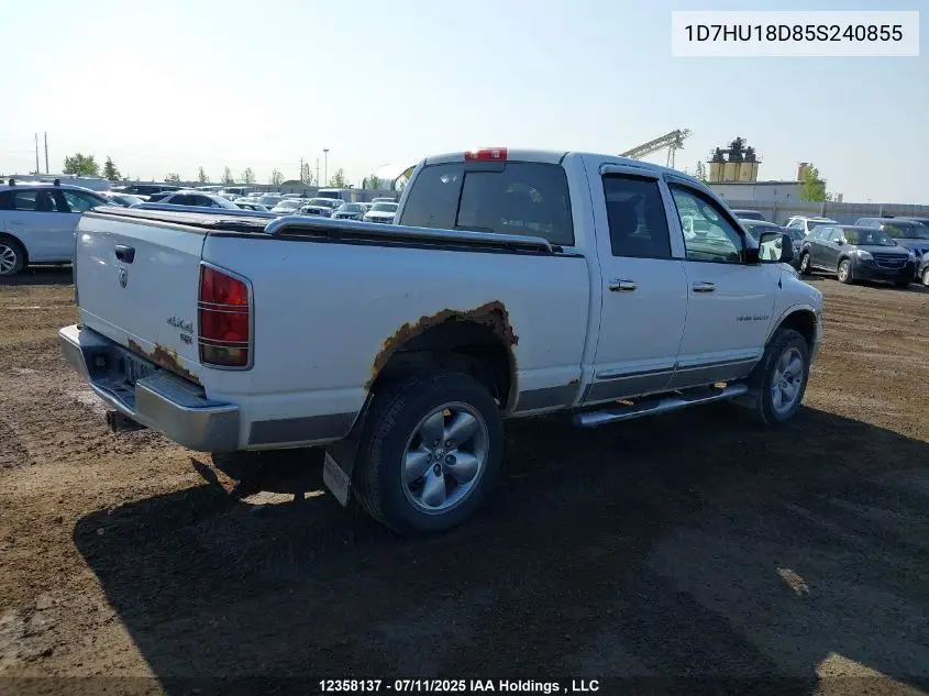 2005 Dodge Ram 1500 Slt/Laramie VIN: 1D7HU18D85S240855 Lot: 12358137