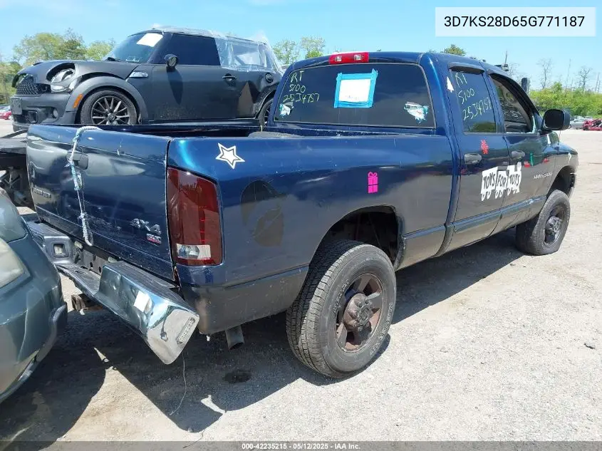 2005 Dodge Ram 2500 Slt/Laramie VIN: 3D7KS28D65G771187 Lot: 42235215