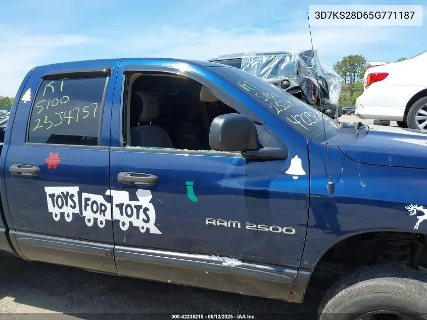 2005 Dodge Ram 2500 Slt/Laramie VIN: 3D7KS28D65G771187 Lot: 42235215