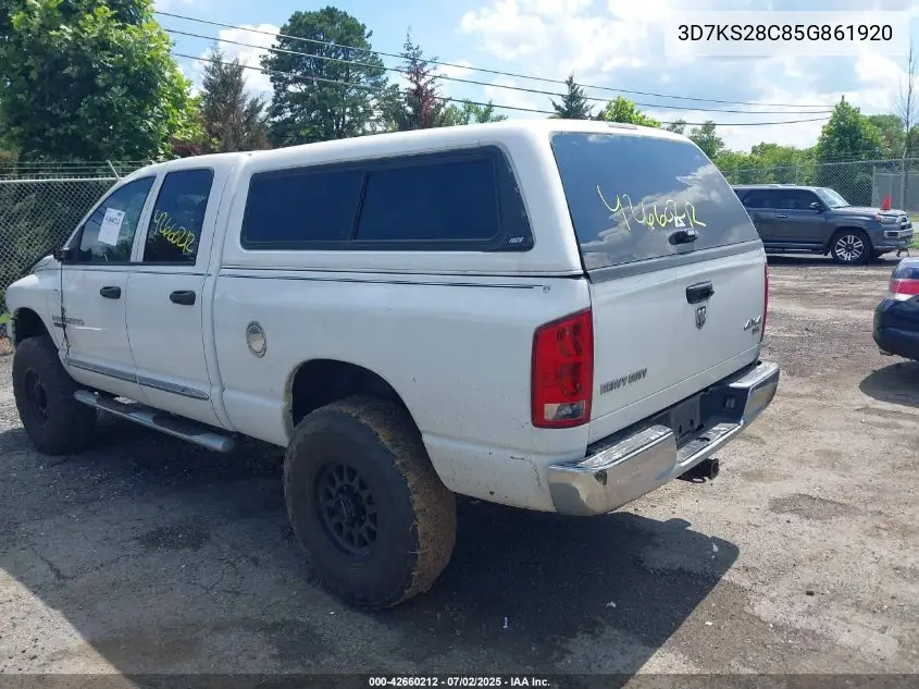 2005 Dodge Ram 2500 Slt/Laramie VIN: 3D7KS28C85G861920 Lot: 42660212