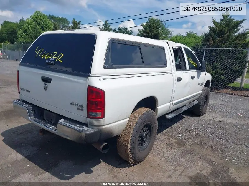 2005 Dodge Ram 2500 Slt/Laramie VIN: 3D7KS28C85G861920 Lot: 42660212