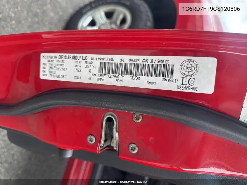 1C6RD7FT9CS120806 2012 Dodge Ram 1500 St