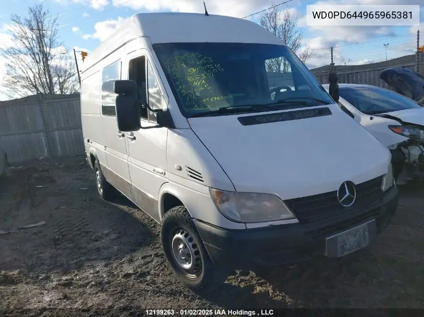 2006 Dodge Sprinter 2500 VIN: WD0PD644965965381 Lot: 12199263
