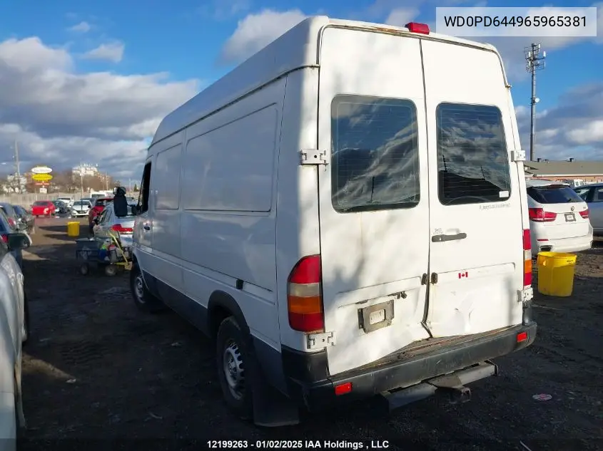 2006 Dodge Sprinter 2500 VIN: WD0PD644965965381 Lot: 12199263