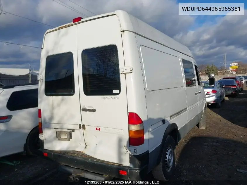 2006 Dodge Sprinter 2500 VIN: WD0PD644965965381 Lot: 12199263