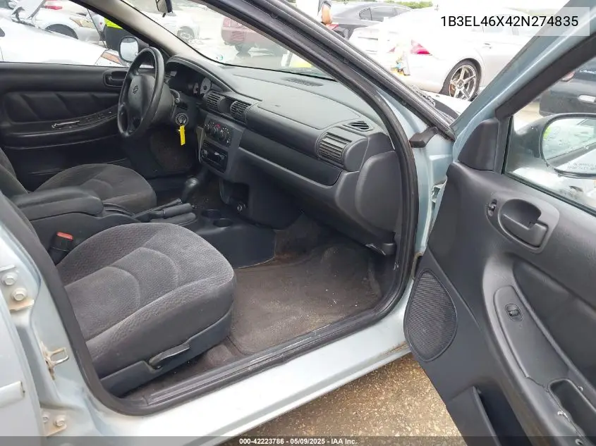2002 Dodge Stratus Se Plus VIN: 1B3EL46X42N274835 Lot: 42223786