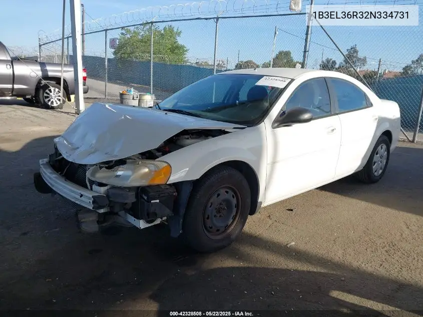 2002 Dodge Stratus Se VIN: 1B3EL36R32N334731 Lot: 42328508
