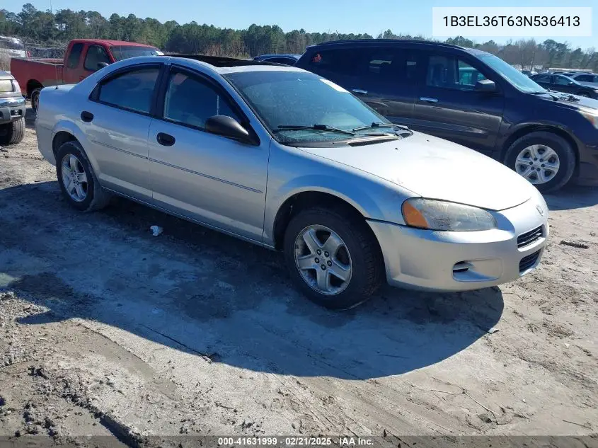 2003 Dodge Stratus Se VIN: 1B3EL36T63N536413 Lot: 41631999