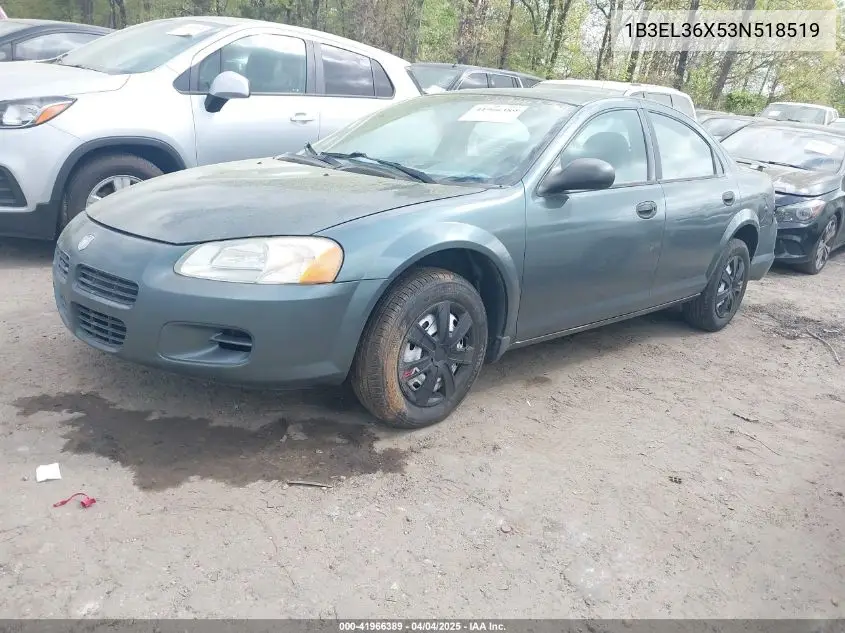 2003 Dodge Stratus Se VIN: 1B3EL36X53N518519 Lot: 41966389