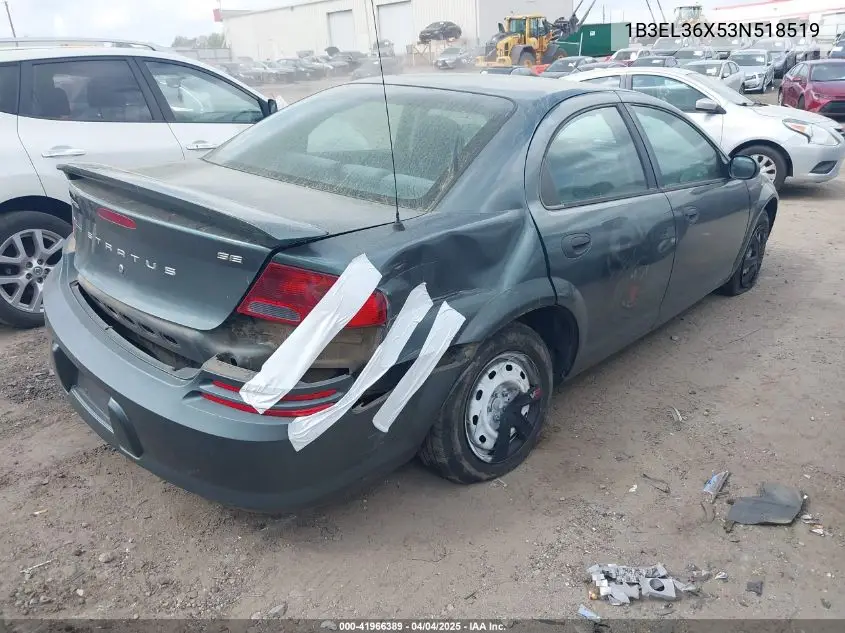 2003 Dodge Stratus Se VIN: 1B3EL36X53N518519 Lot: 41966389