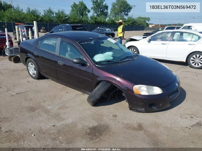 2003 Dodge Stratus Se VIN: 1B3EL36T03N569472 Lot: 42632107