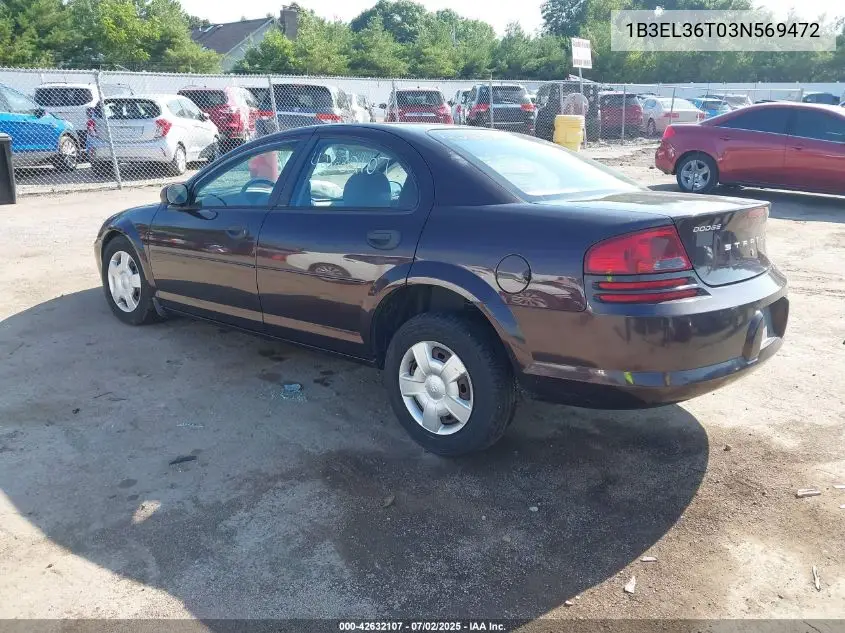 2003 Dodge Stratus Se VIN: 1B3EL36T03N569472 Lot: 42632107